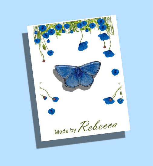 Holly blue British butterfly enamel pin
