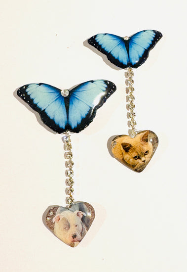 Butterfly Custom memorial Pins.Unique dangle pin. Personalised Memorial Brooches