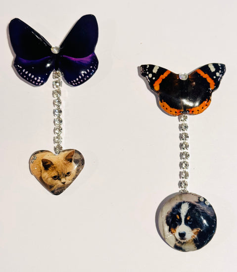 Butterfly photo memorial Pins.Unique dangle pin. Personalised Memorial Brooches