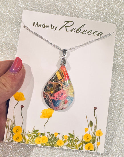 Beautiful handmade oval abstract pendant 