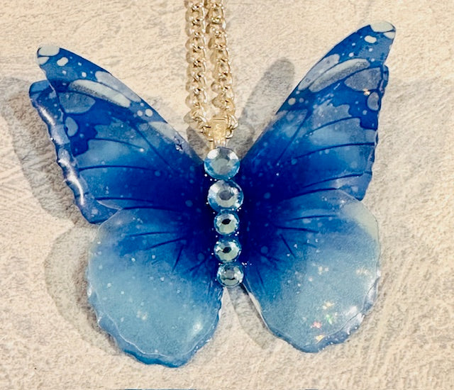 blue pretty resin double butterfly