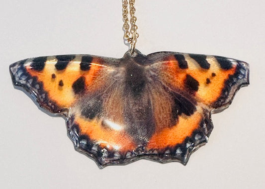 Tortoiseshell butterfly resin pendant handm