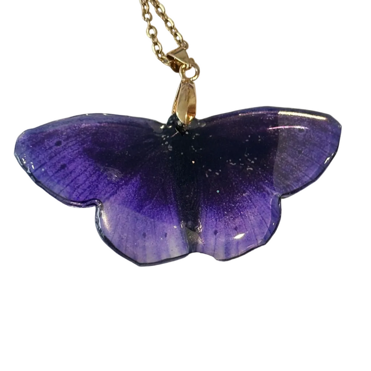 Purple butterfly pendant. They look like real butterflies.Purple butterfly Resin translucent butterfly necklace.Unique.Mom,Mum,mother gift