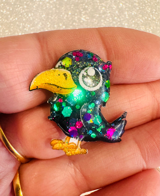 handmade crow bird pin