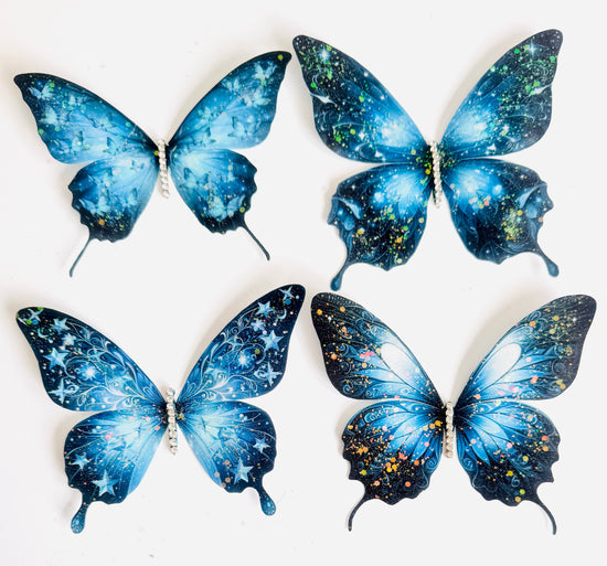 midnight blue stars and moon butterfly 