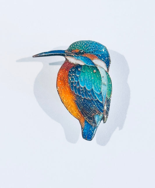 Kingfisher enamel pin