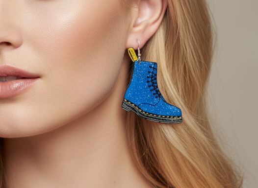 Dr Marten's boot style earrings, purple, pink or blue. DM's style earrings