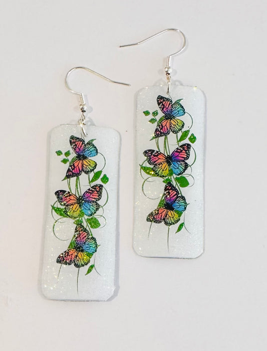 Butterfly dangle earrings and pendant set