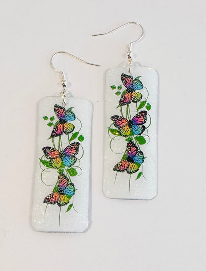 Butterfly dangle earrings and pendant set