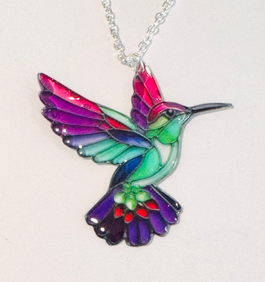 Kingfisher stained glass pendant, unique