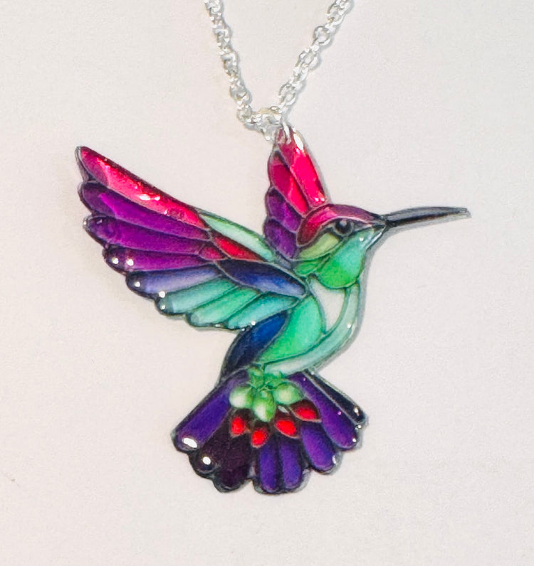 Kingfisher stained glass pendant, unique