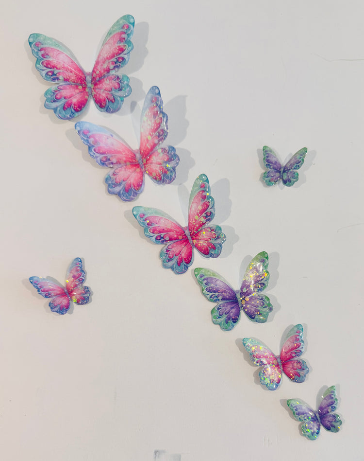 Glittery metal 3d butterflies, wall art decor, handcrafted