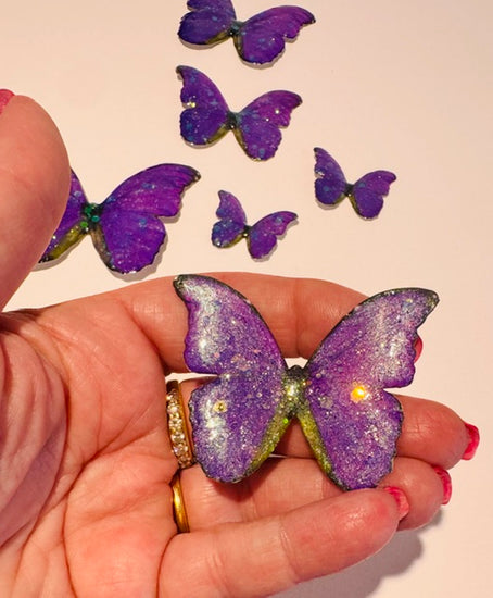 unique purple Metal 3d Butterfly, decor embellishments, by Flutterframes