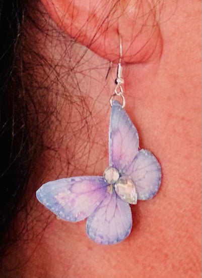 Beautiful pink, blue and lilac butterfly earrings