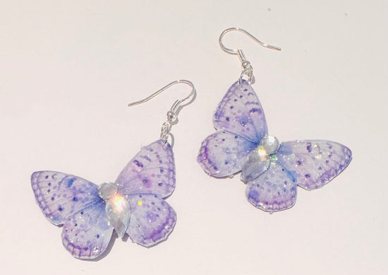 Butterfly drop Earrings. Handmade from tin cans