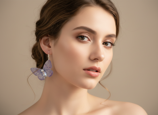 pretty lilac butterfly earrings