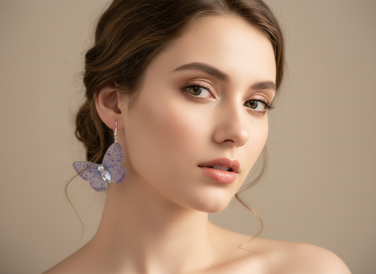 pretty lilac butterfly earrings