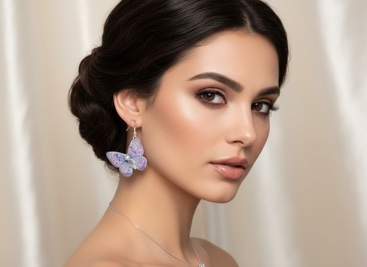 beautiful lilac butterfly earrings