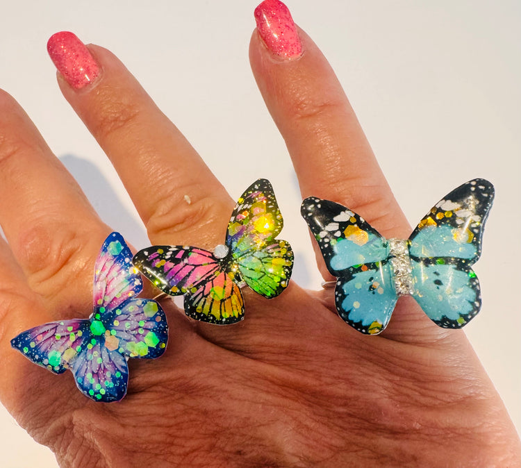 handmade butterfly rings
