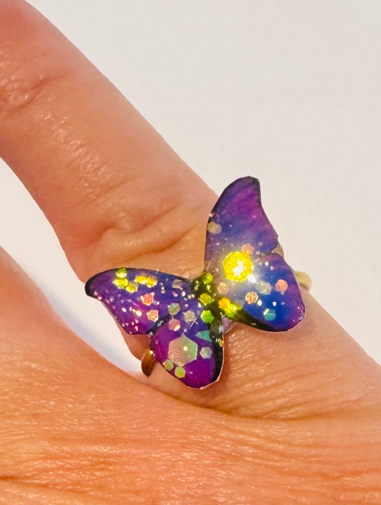 purple morpho butterfly ring unique