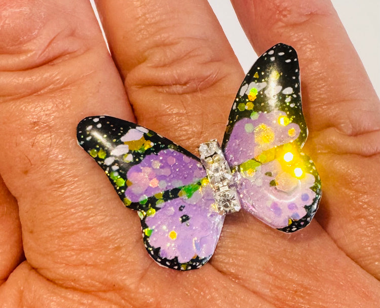 lilac butterfly ring unique