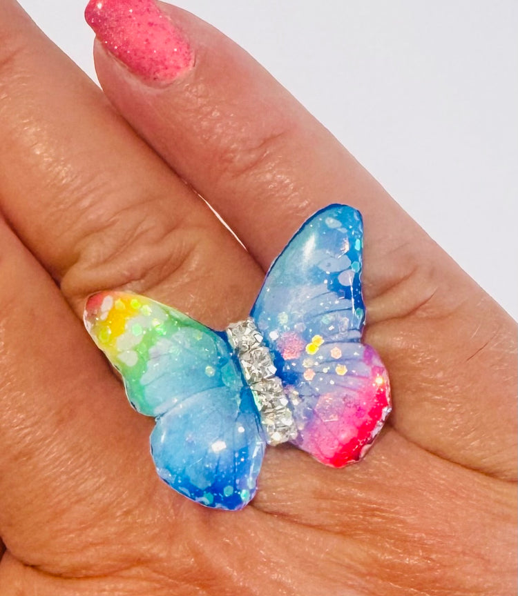 beautiful  butterfly ring recycled from tin cans