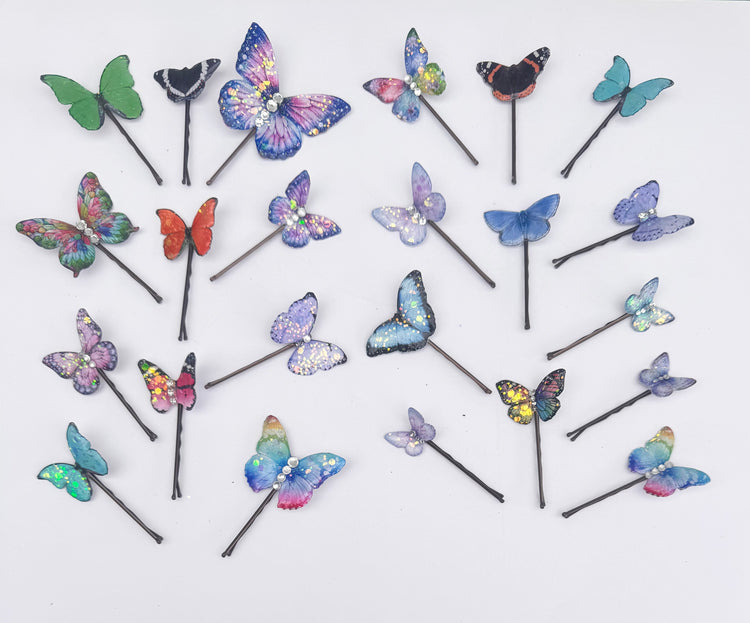 Butterfly Bobby Pin. Hair Clips made from recycled tin cans, Insect Hair Accessories, Bobby pins Festival hair