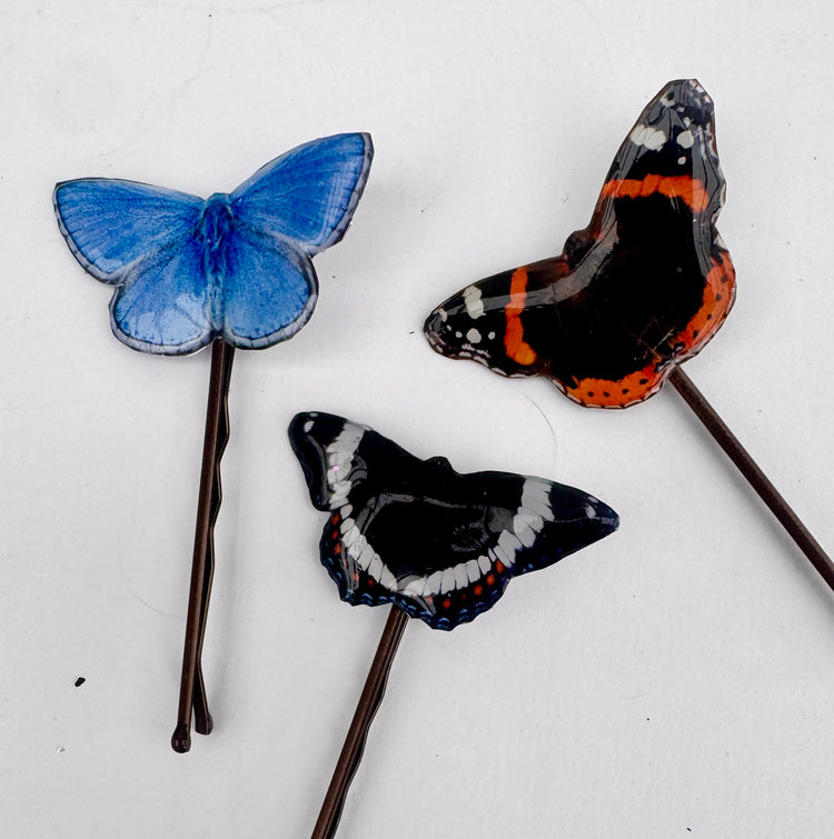 British Butterflies hairclips,  Bobby Pin. 