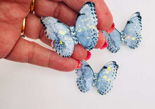 Something Blue, Resin Bridal  Butterfly clips, hair accessory, wedding garter  butterfly