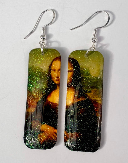 Mona Lisa Leonardo da Vinci earrings .Waterproof Tin.made from recycled soda cans