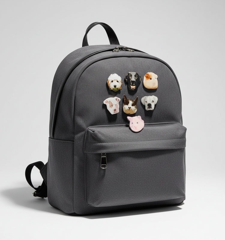 Back back custom photo pet pins 