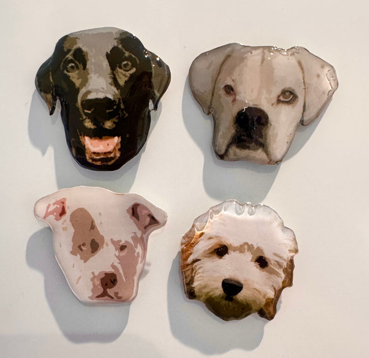 Custom Pet Face Photo Portrait Pin or Magnet. Recycled Tin Can. Pet Memorial. Dog, cat, bird, hamster,rabbit ect