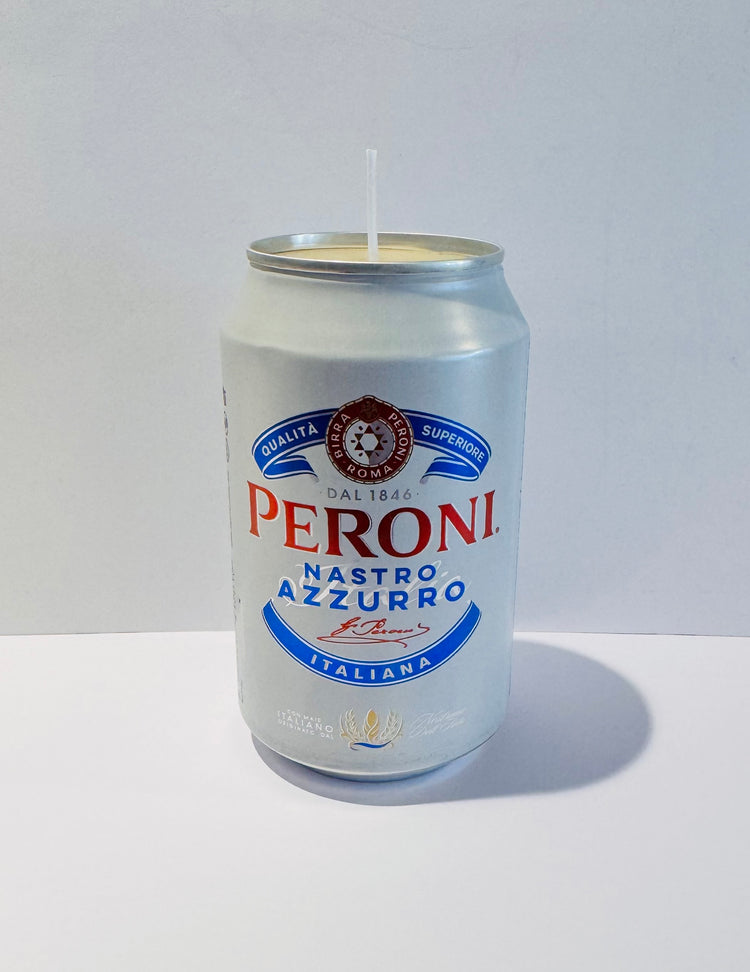 Peroni lager unique gift. Tin can candle 10th anniversary gift