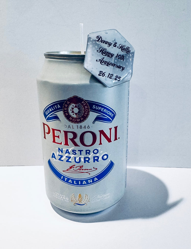 Peroni Can Candle – Personalised with name or other words.  Drink can candle. Beer gift.