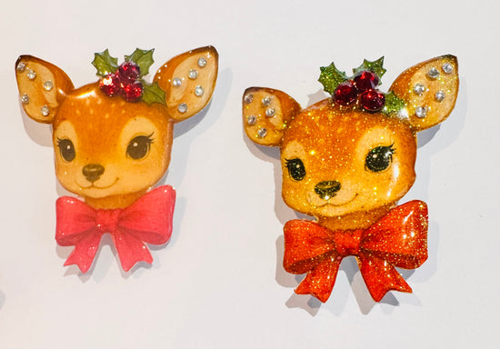 beautiful handmade vintage  deer brooch with rhinestones