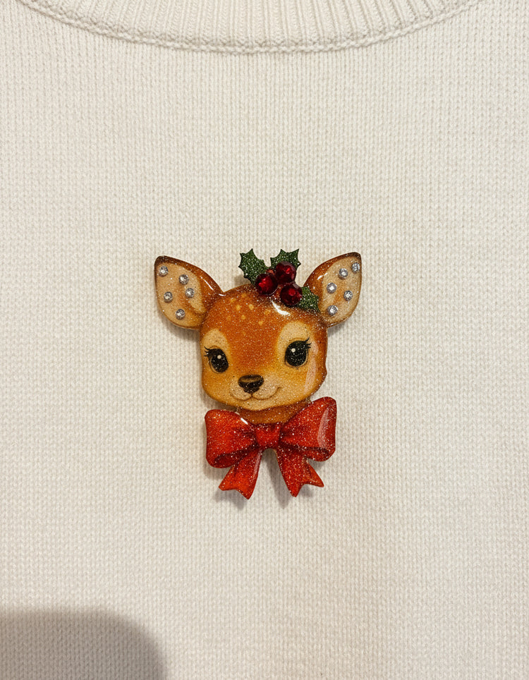 retro Christmas kitten brooch with diamantes

