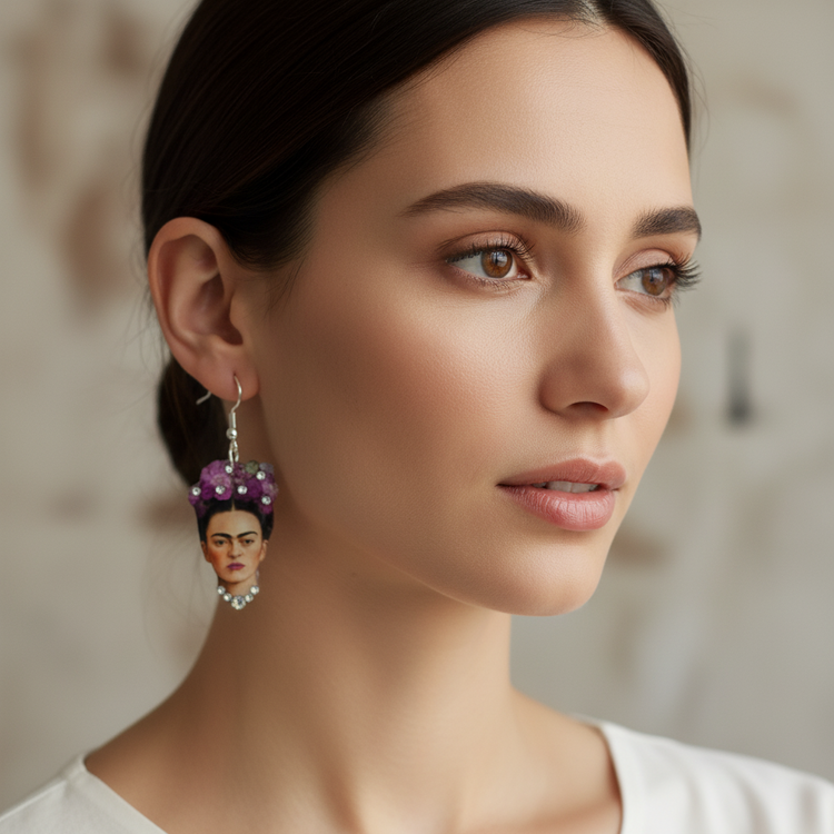 Frida Kahlo earrings. Handmade, unique