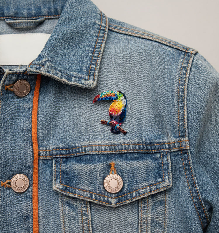 diamante toucan brooch