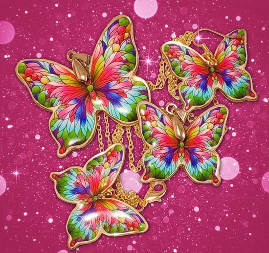 beautiful butterfly earrings and pendant by Flutterframes