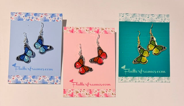 pretty butterfly earrings handmade by Flutterframes