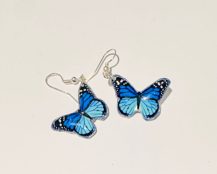 pretty butterfly earrings in blue