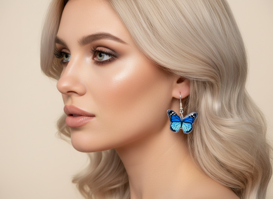 pretty blue butterfly earrings