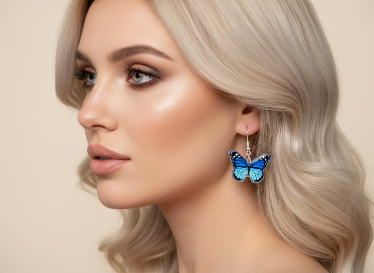 pretty blue butterfly earrings