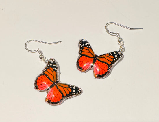 pretty butterfly earrings in red and pink