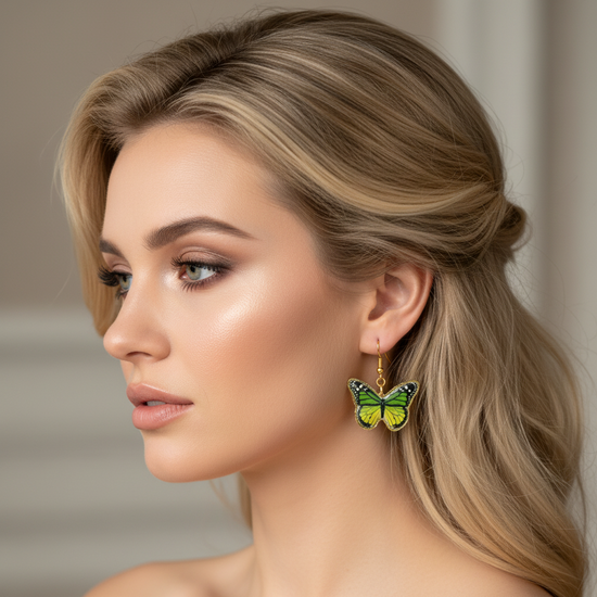 pretty green butterfly earrings