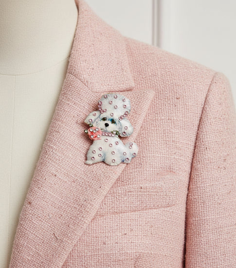 pretty poodle diamante brooch
