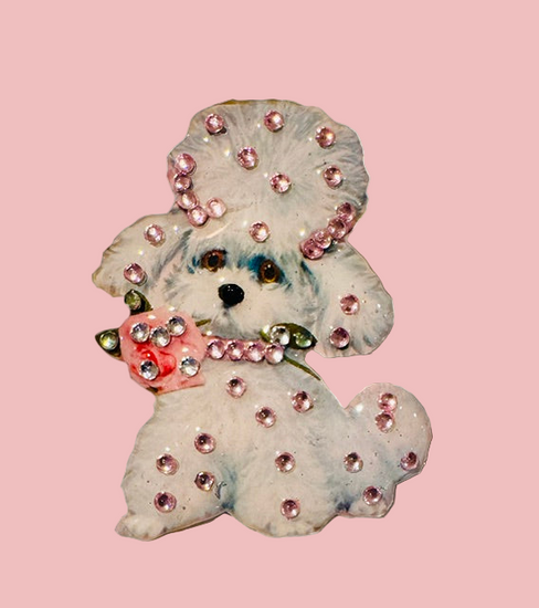 retro poodle illustrated brooch handmade brooch