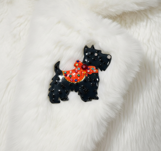 Scottie dog handmade pretty brooch