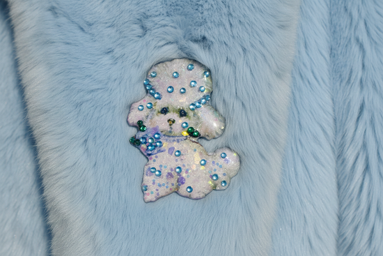 blue poodle brooch