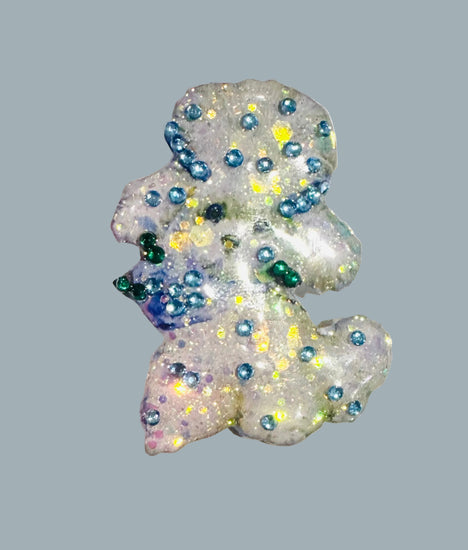blueand white handmade poodle brooch